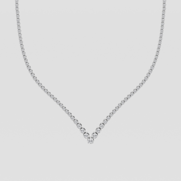 5 ctw Round Natural Diamond Riviera Chevron Tennis Necklace