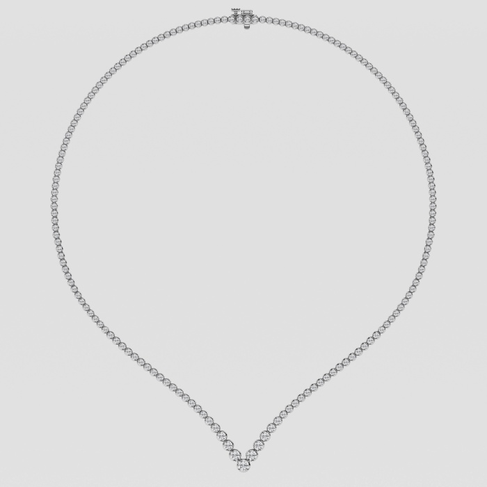 5 ctw Round Natural Diamond Riviera Chevron Tennis Necklace