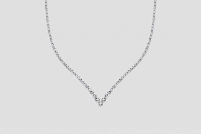 5 ctw Round Natural Diamond Riviera Chevron Tennis Necklace