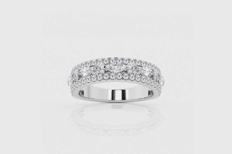 1 1/4 ctw Princess and Marquise Natural Diamond Alternating  Fashion Band