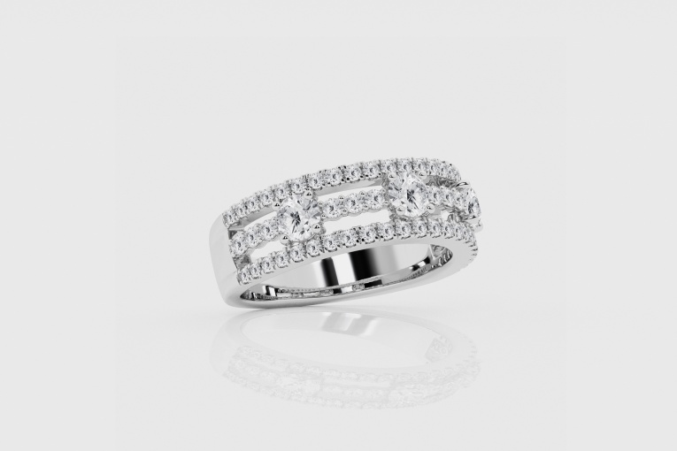 1 1/4 ctw Round Natural Diamond Triple Row Fashion Band