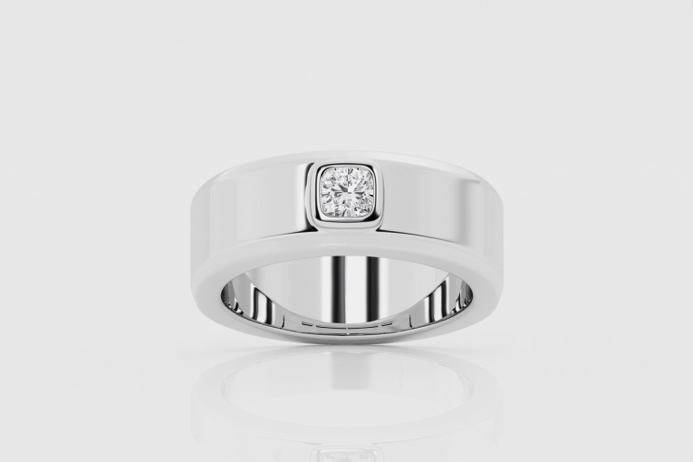 1/2 ctw Cushion Natural Diamond Solitaire Wedding Band