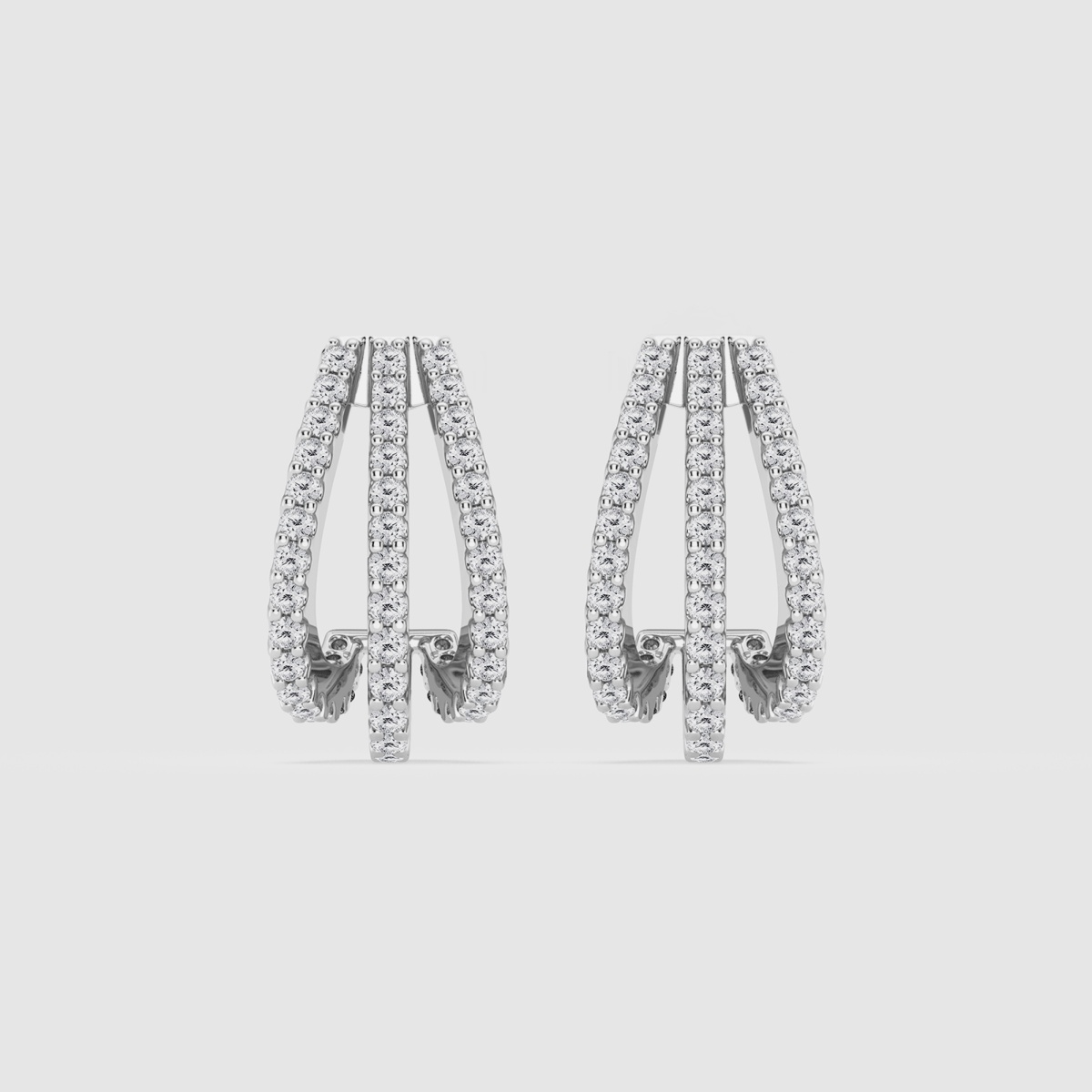 1/2 ctw Round Natural Diamond Triple Row Petite Fashion Earrings