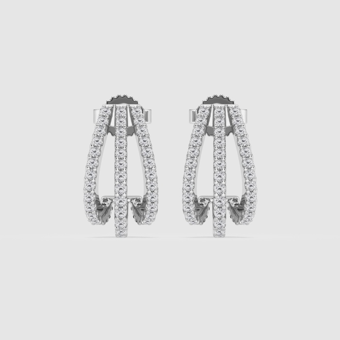 1/2 ctw Round Natural Diamond Triple Row Petite Fashion Earrings