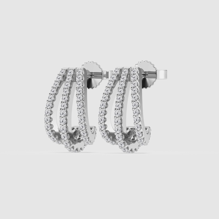 1/2 ctw Round Natural Diamond Triple Row Petite Fashion Earrings