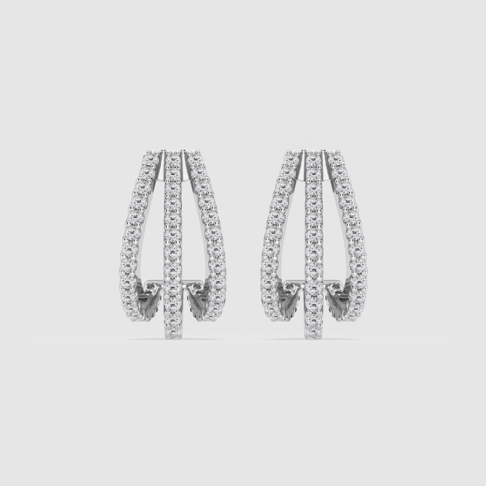 1/2 ctw Round Natural Diamond Triple Row Petite Fashion Earrings