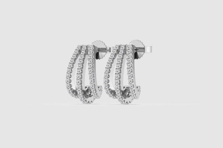 1/2 ctw Round Natural Diamond Triple Row Petite Fashion Earrings