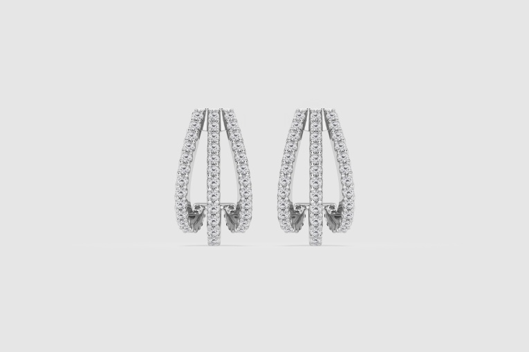 1/2 ctw Round Natural Diamond Triple Row Petite Fashion Earrings