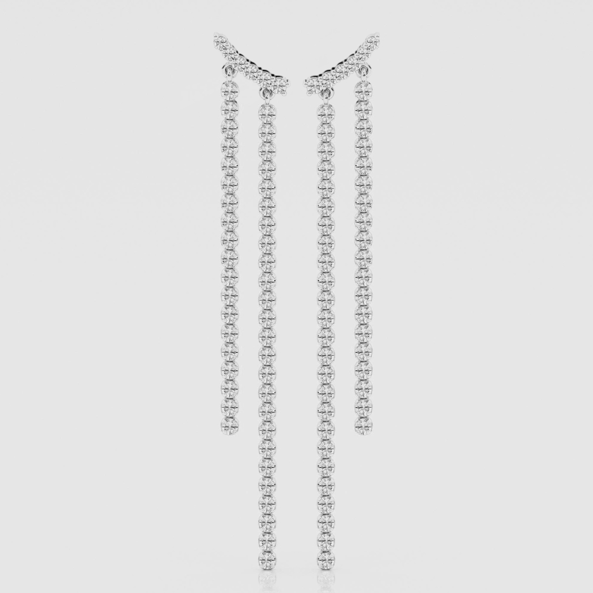 Natural Diamond | 2 ctw Round Linear Drop Earrings