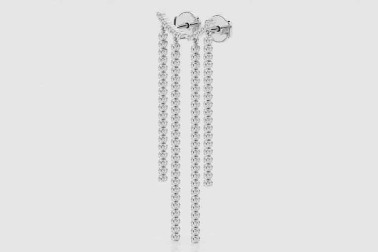 Natural Diamond | 2 ctw Round Linear Drop Earrings