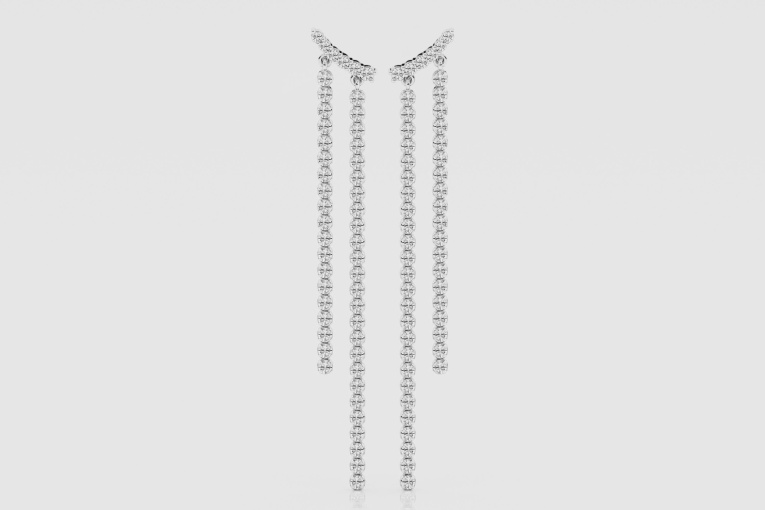 Natural Diamond | 2 ctw Round Linear Drop Earrings