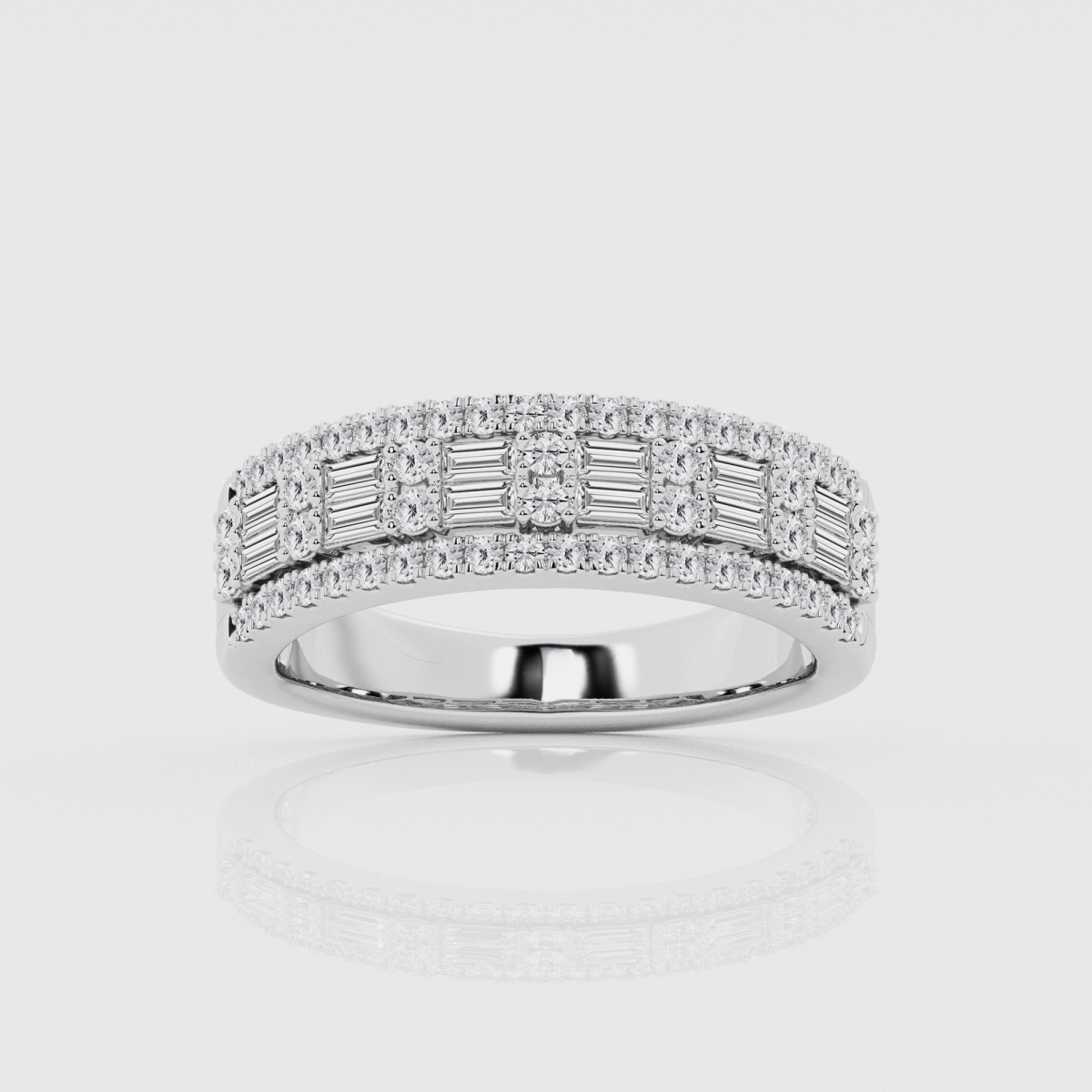 Natural Diamond | 3/4 ctw Baguette and Round Multirow Fashion Band