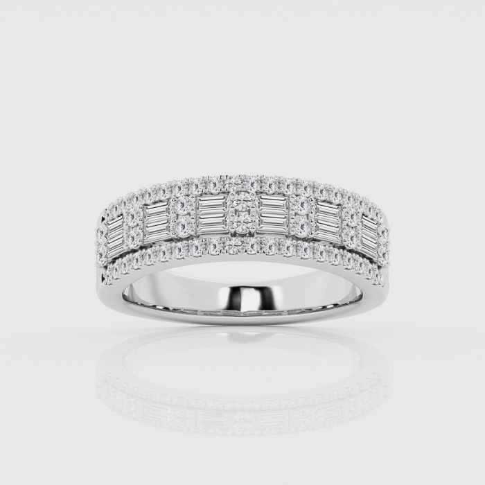 Natural Diamond | 3/4 ctw Baguette and Round Multirow Fashion Band